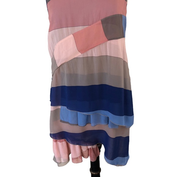 Chris Benz x Anthropologie 100% Silk Striped Dress Asymmetrical - Picture 5 of 13